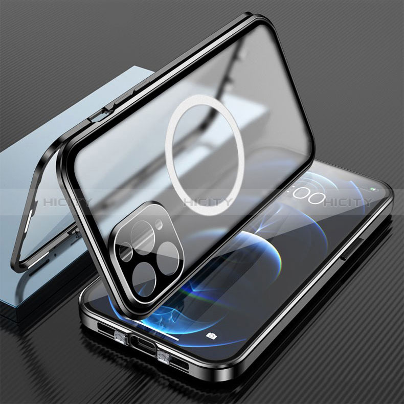 Custodia Lusso Alluminio Laterale Specchio 360 Gradi Cover con Mag-Safe Magnetic per Apple iPhone 15 Pro Max