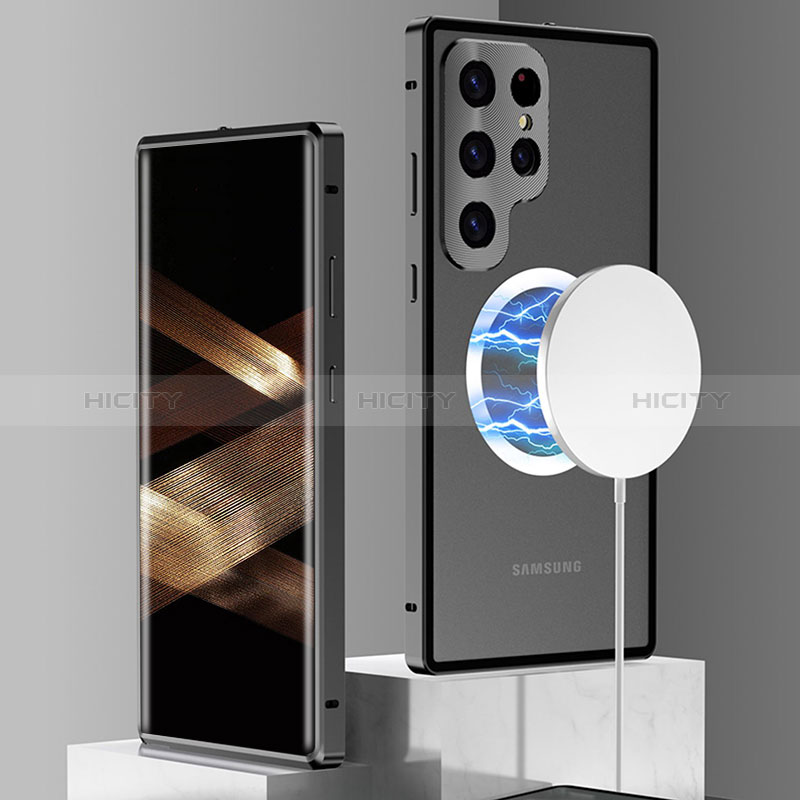 Custodia Lusso Alluminio Laterale Specchio 360 Gradi Cover con Mag-Safe Magnetic per Samsung Galaxy S24 Ultra 5G