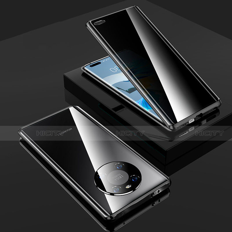 Custodia Lusso Alluminio Laterale Specchio 360 Gradi Cover K01 per Huawei Mate 40 Pro Nero