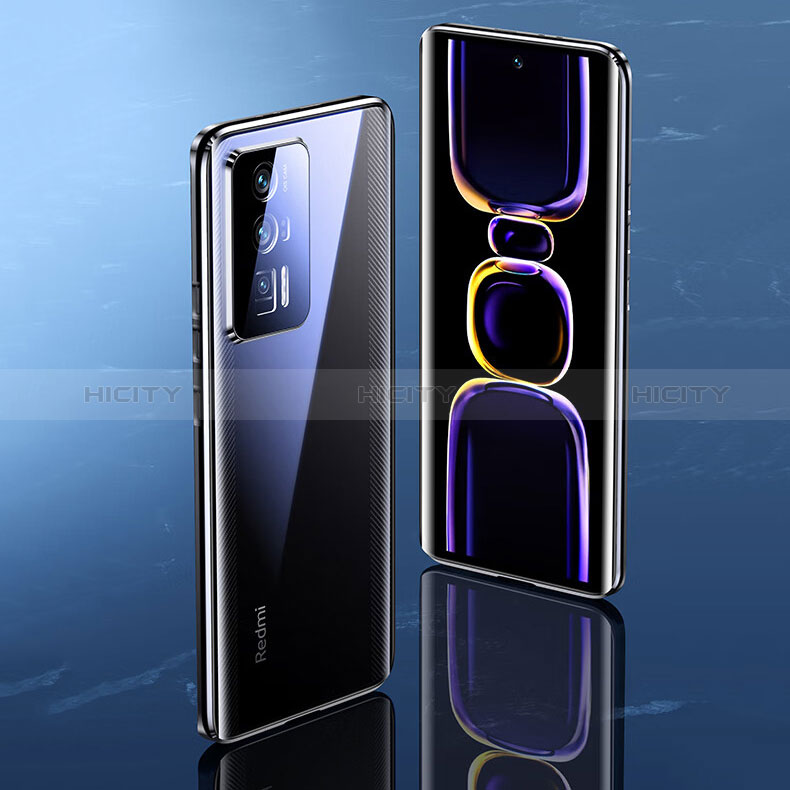 Custodia Lusso Alluminio Laterale Specchio 360 Gradi Cover K01 per Xiaomi Poco F5 Pro 5G Nero