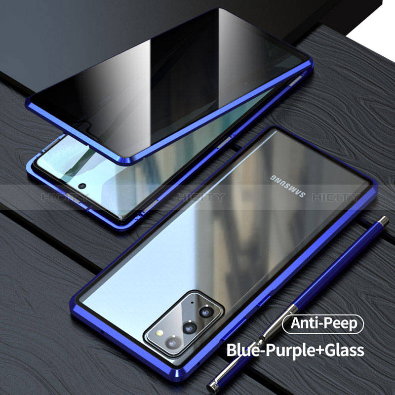 Custodia Lusso Alluminio Laterale Specchio 360 Gradi Cover LK1 per Samsung Galaxy Note 20 5G Blu