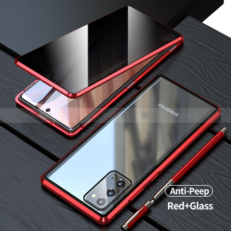 Custodia Lusso Alluminio Laterale Specchio 360 Gradi Cover LK1 per Samsung Galaxy Note 20 5G Rosso