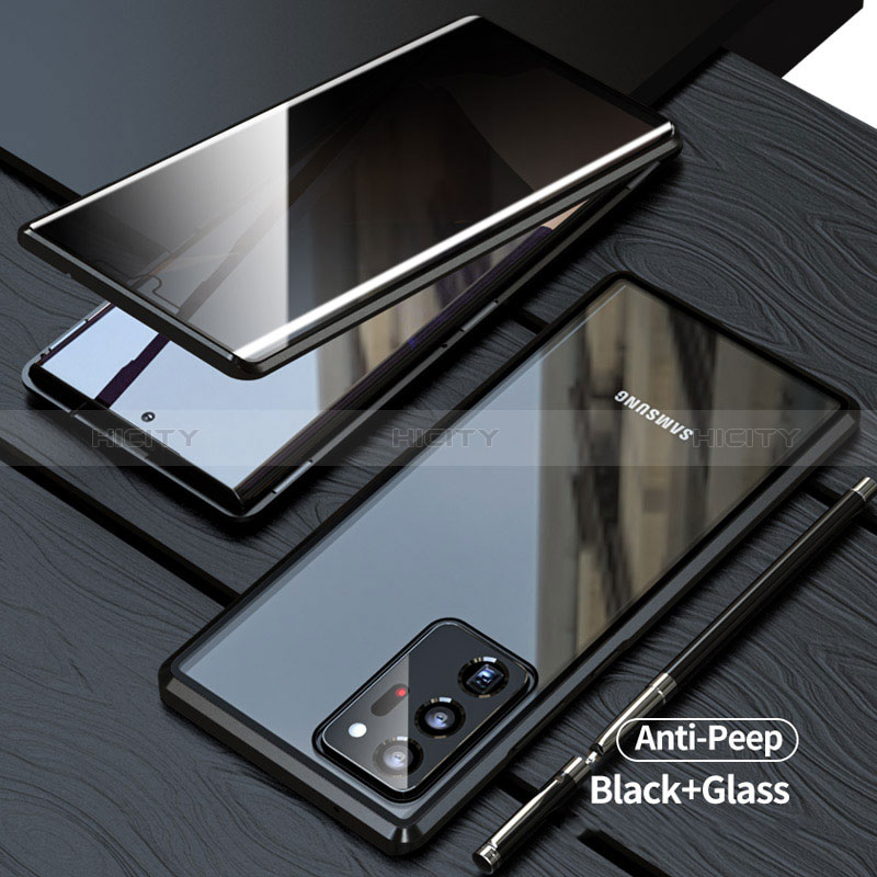 Custodia Lusso Alluminio Laterale Specchio 360 Gradi Cover LK1 per Samsung Galaxy Note 20 Ultra 5G Nero