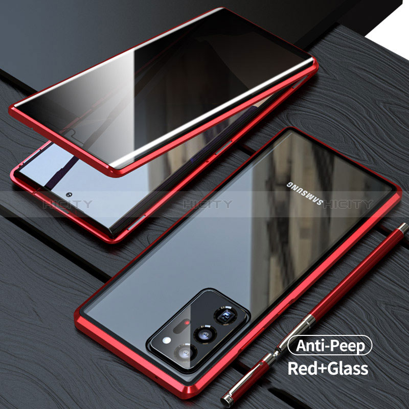 Custodia Lusso Alluminio Laterale Specchio 360 Gradi Cover LK1 per Samsung Galaxy Note 20 Ultra 5G Rosso