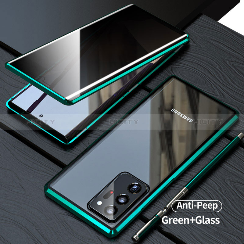 Custodia Lusso Alluminio Laterale Specchio 360 Gradi Cover LK1 per Samsung Galaxy Note 20 Ultra 5G Verde