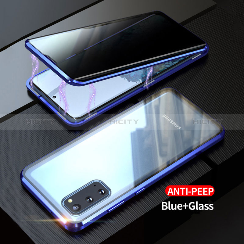 Custodia Lusso Alluminio Laterale Specchio 360 Gradi Cover LK1 per Samsung Galaxy S20 5G Blu