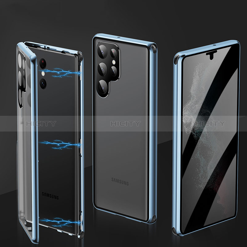 Custodia Lusso Alluminio Laterale Specchio 360 Gradi Cover LK1 per Samsung Galaxy S22 Ultra 5G