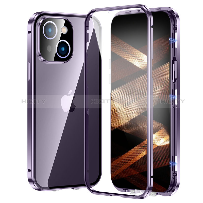 Custodia Lusso Alluminio Laterale Specchio 360 Gradi Cover LK2 per Apple iPhone 15 Plus