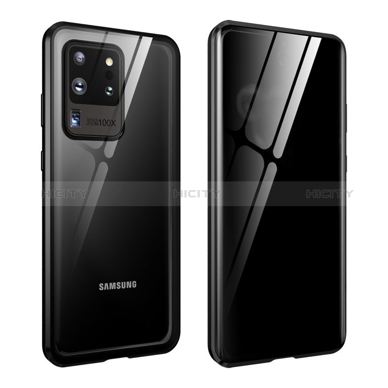 Custodia Lusso Alluminio Laterale Specchio 360 Gradi Cover LK2 per Samsung Galaxy S20 Ultra Nero