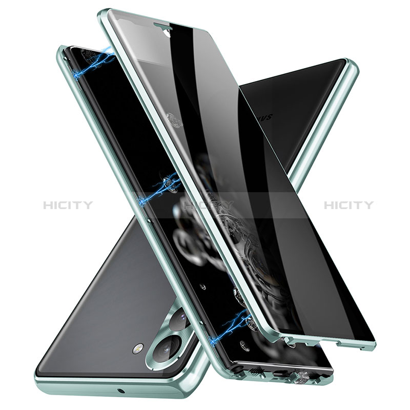 Custodia Lusso Alluminio Laterale Specchio 360 Gradi Cover LK2 per Samsung Galaxy S22 5G Verde
