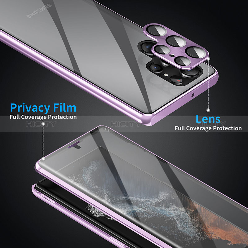 Custodia Lusso Alluminio Laterale Specchio 360 Gradi Cover LK2 per Samsung Galaxy S22 Ultra 5G
