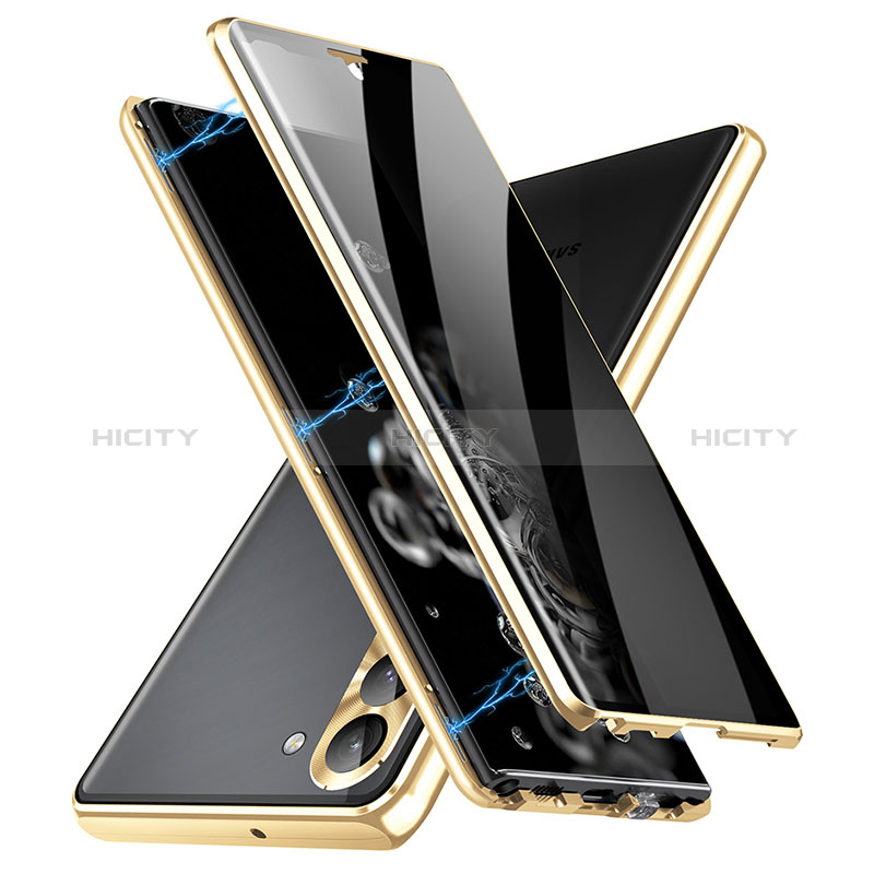Custodia Lusso Alluminio Laterale Specchio 360 Gradi Cover LK2 per Samsung Galaxy S23 5G Oro