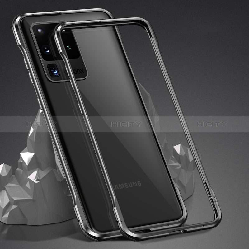 Custodia Lusso Alluminio Laterale Specchio 360 Gradi Cover LK3 per Samsung Galaxy S20 Ultra 5G Nero