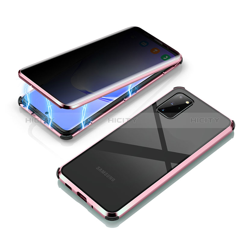 Custodia Lusso Alluminio Laterale Specchio 360 Gradi Cover LK4 per Samsung Galaxy S20 Plus Oro Rosa