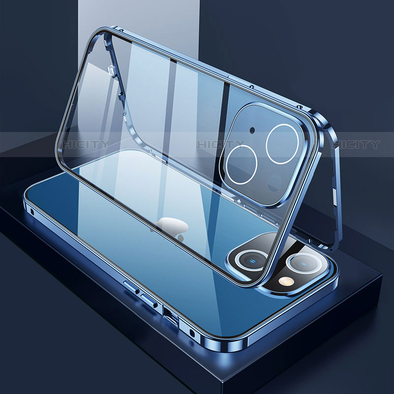Custodia Lusso Alluminio Laterale Specchio 360 Gradi Cover M01 per Apple iPhone 13