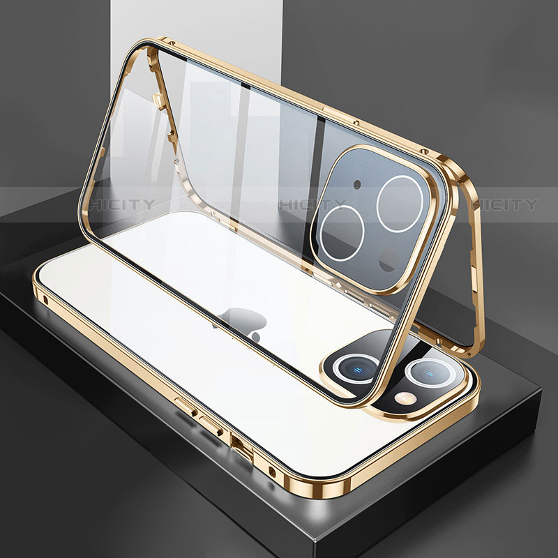 Custodia Lusso Alluminio Laterale Specchio 360 Gradi Cover M01 per Apple iPhone 13 Mini