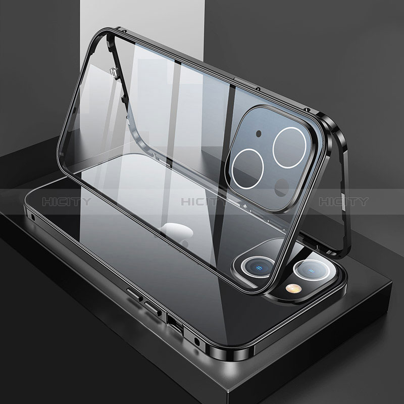 Custodia Lusso Alluminio Laterale Specchio 360 Gradi Cover M01 per Apple iPhone 15