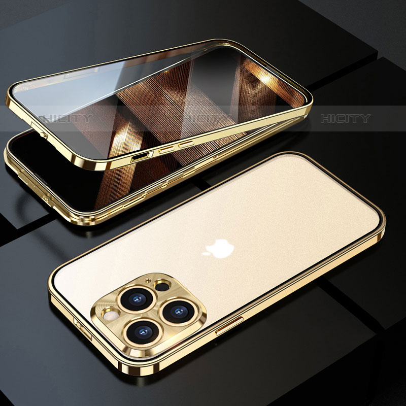 Custodia Lusso Alluminio Laterale Specchio 360 Gradi Cover M01 per Apple iPhone 15 Pro