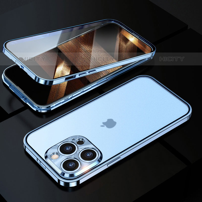 Custodia Lusso Alluminio Laterale Specchio 360 Gradi Cover M01 per Apple iPhone 15 Pro