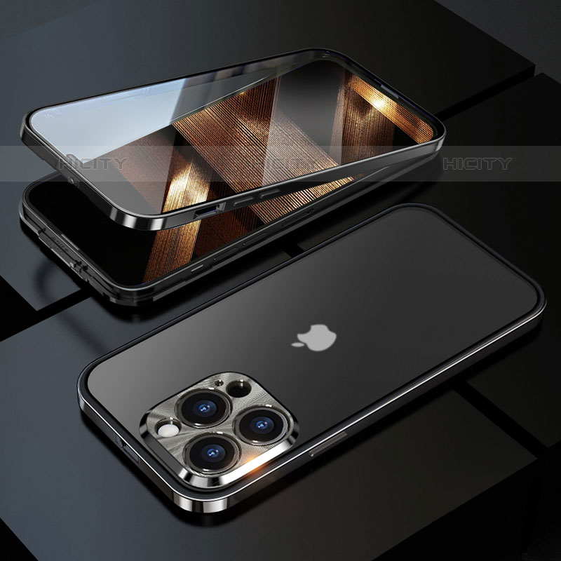 Custodia Lusso Alluminio Laterale Specchio 360 Gradi Cover M01 per Apple iPhone 15 Pro Max