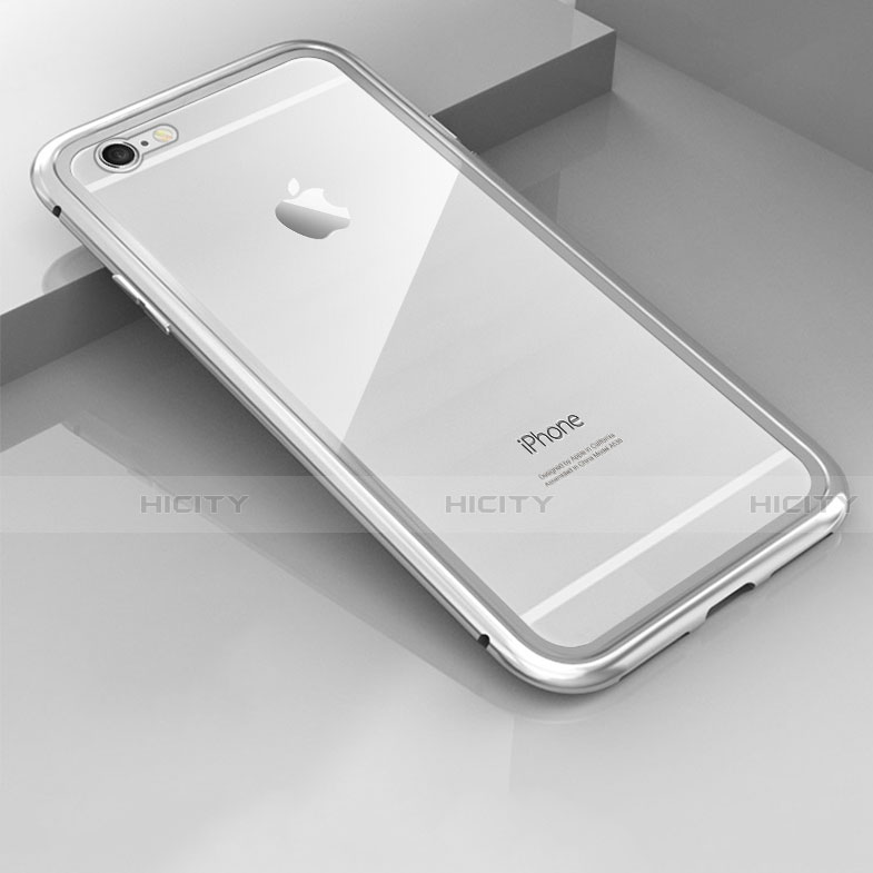 Custodia Lusso Alluminio Laterale Specchio 360 Gradi Cover M01 per Apple iPhone 6 Argento
