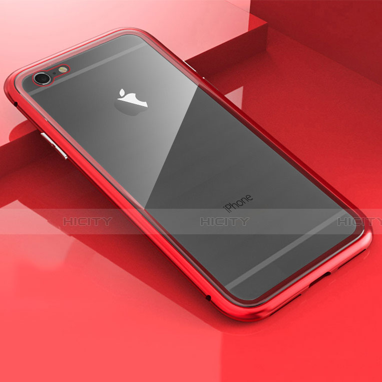 Custodia Lusso Alluminio Laterale Specchio 360 Gradi Cover M01 per Apple iPhone 6 Plus Rosso