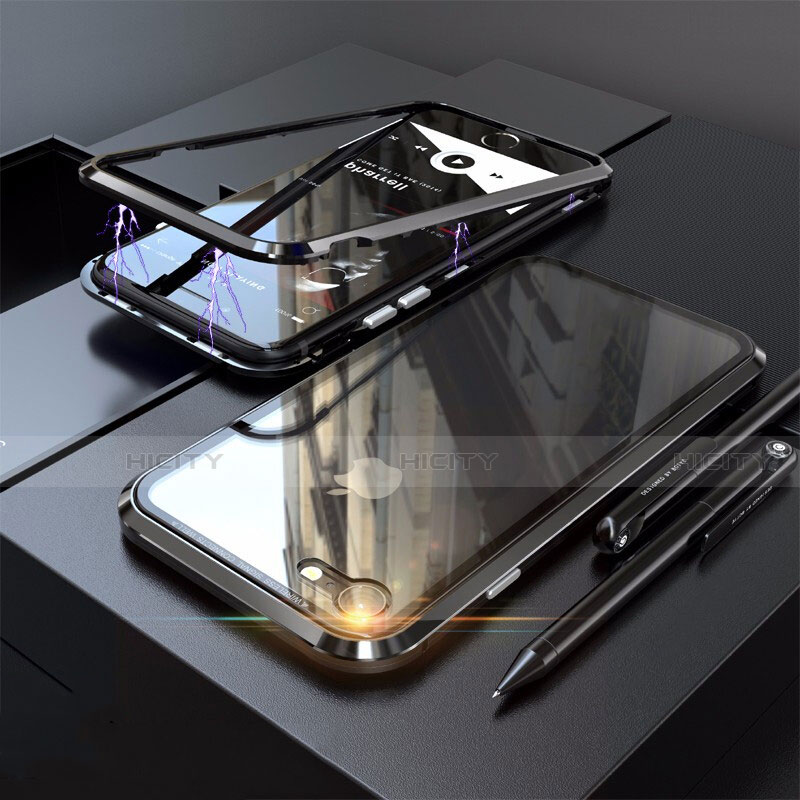 Custodia Lusso Alluminio Laterale Specchio 360 Gradi Cover M01 per Apple iPhone 8