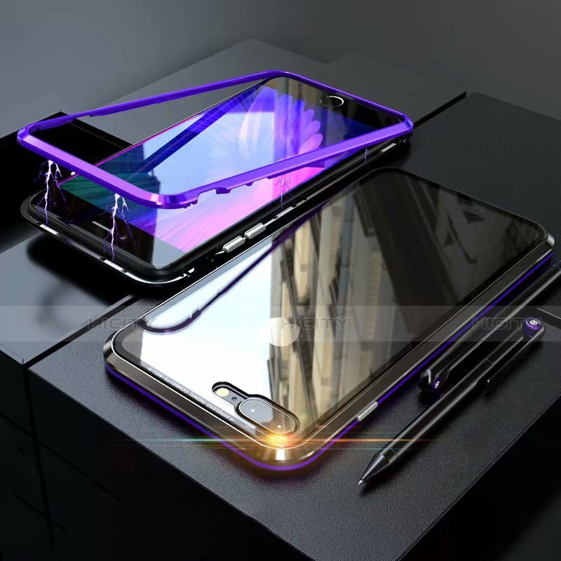 Custodia Lusso Alluminio Laterale Specchio 360 Gradi Cover M01 per Apple iPhone 8 Plus