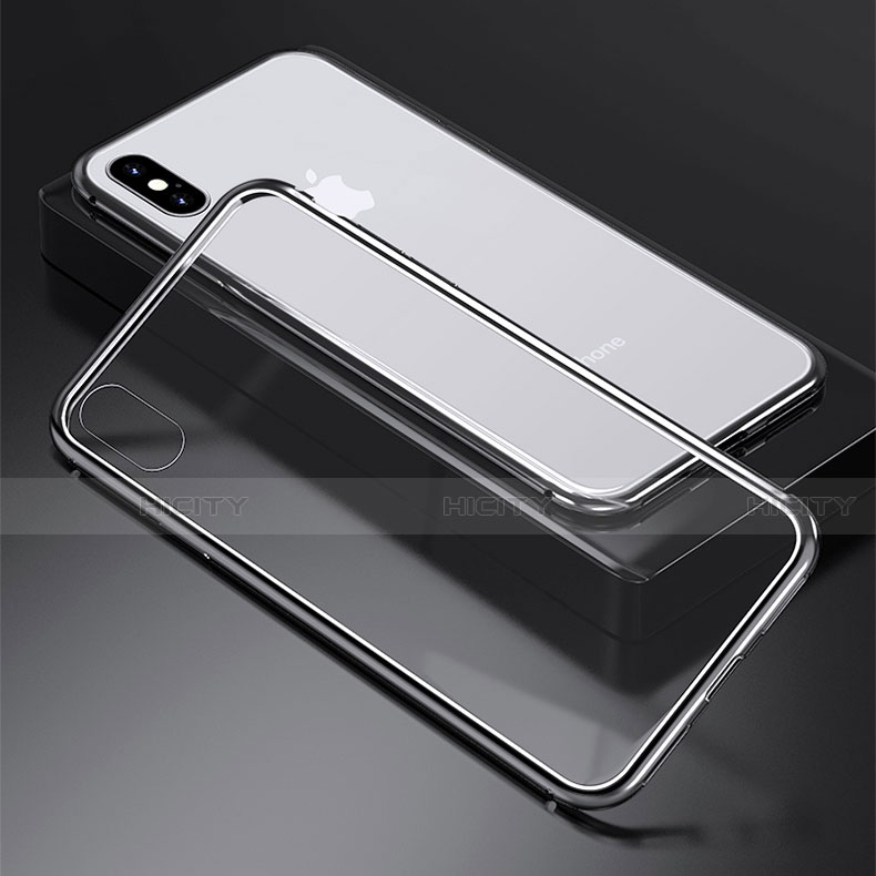 Custodia Lusso Alluminio Laterale Specchio 360 Gradi Cover M01 per Apple iPhone X