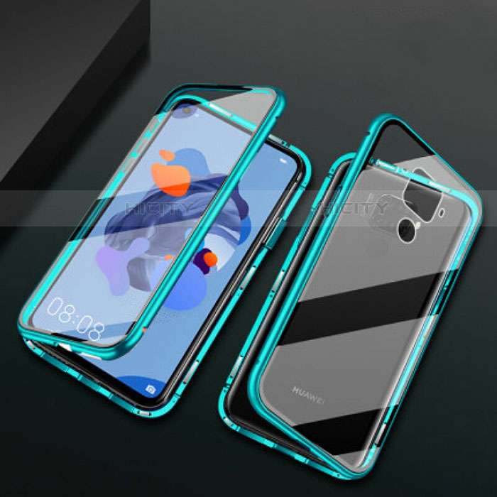 Custodia Lusso Alluminio Laterale Specchio 360 Gradi Cover M01 per Huawei Nova 5i Pro Verde