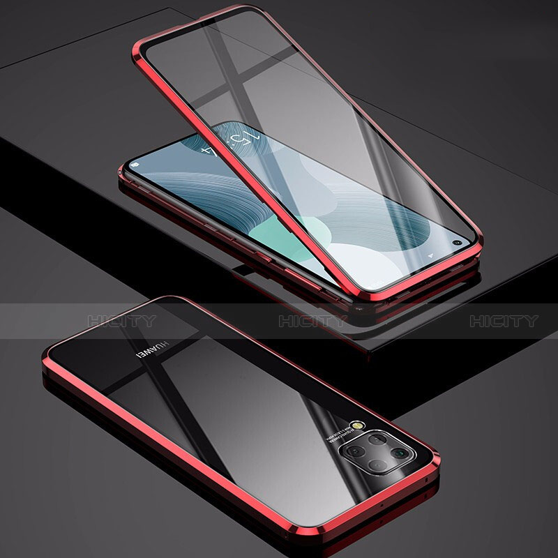 Custodia Lusso Alluminio Laterale Specchio 360 Gradi Cover M01 per Huawei Nova 6 SE Rosso