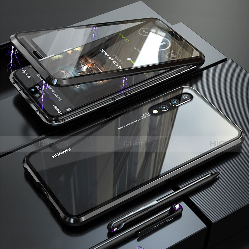 Custodia Lusso Alluminio Laterale Specchio 360 Gradi Cover M01 per Huawei P20 Pro