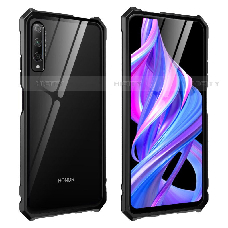 Custodia Lusso Alluminio Laterale Specchio 360 Gradi Cover M01 per Huawei Y9s Nero