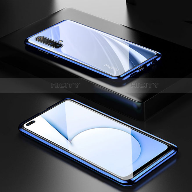 Custodia Lusso Alluminio Laterale Specchio 360 Gradi Cover M01 per Realme X3 SuperZoom Blu