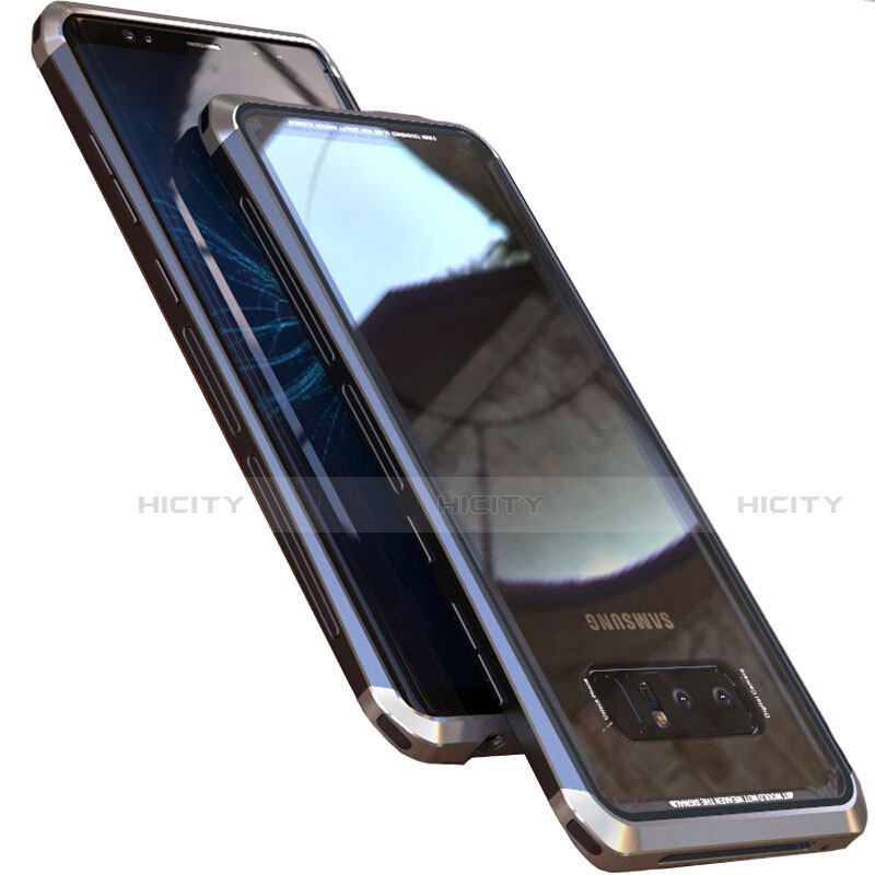 Custodia Lusso Alluminio Laterale Specchio 360 Gradi Cover M01 per Samsung Galaxy Note 8 Grigio