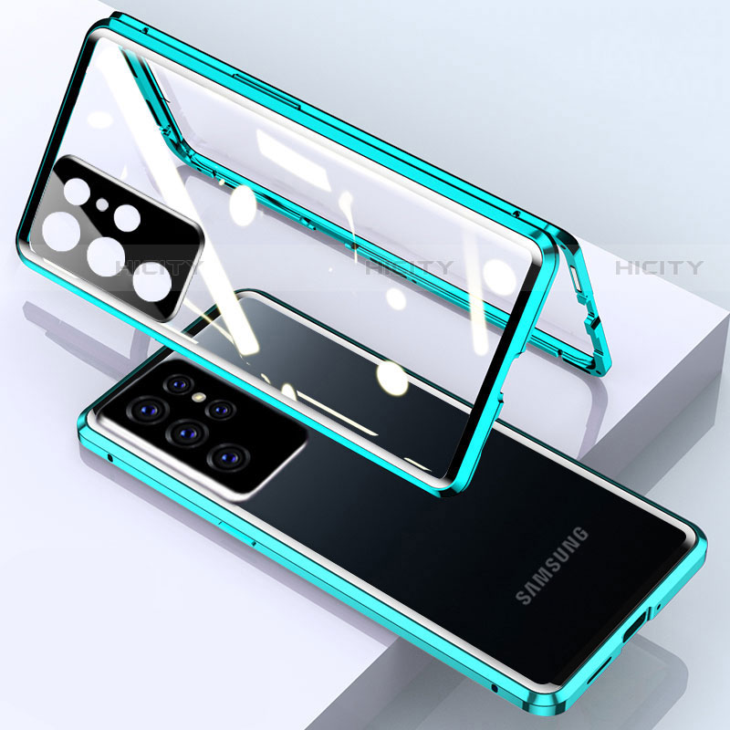 Custodia Lusso Alluminio Laterale Specchio 360 Gradi Cover M01 per Samsung Galaxy S23 Ultra 5G Verde