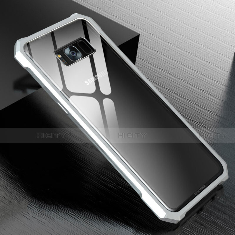 Custodia Lusso Alluminio Laterale Specchio 360 Gradi Cover M01 per Samsung Galaxy S8 Argento