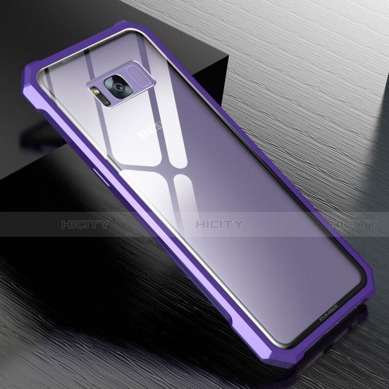 Custodia Lusso Alluminio Laterale Specchio 360 Gradi Cover M01 per Samsung Galaxy S8 Plus Viola