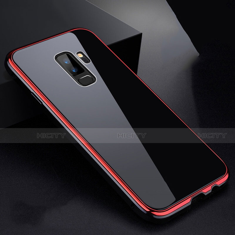 Custodia Lusso Alluminio Laterale Specchio 360 Gradi Cover M01 per Samsung Galaxy S9 Plus Rosso e Nero