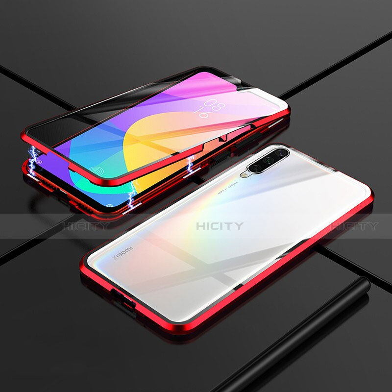 Custodia Lusso Alluminio Laterale Specchio 360 Gradi Cover M01 per Xiaomi CC9e Rosso