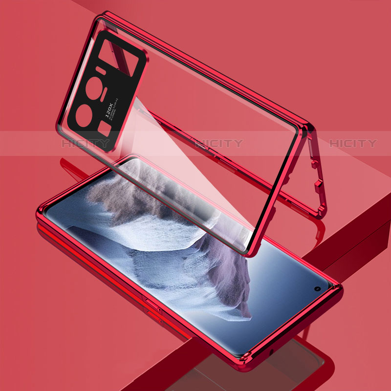 Custodia Lusso Alluminio Laterale Specchio 360 Gradi Cover M01 per Xiaomi Mi 11 Ultra 5G Rosso