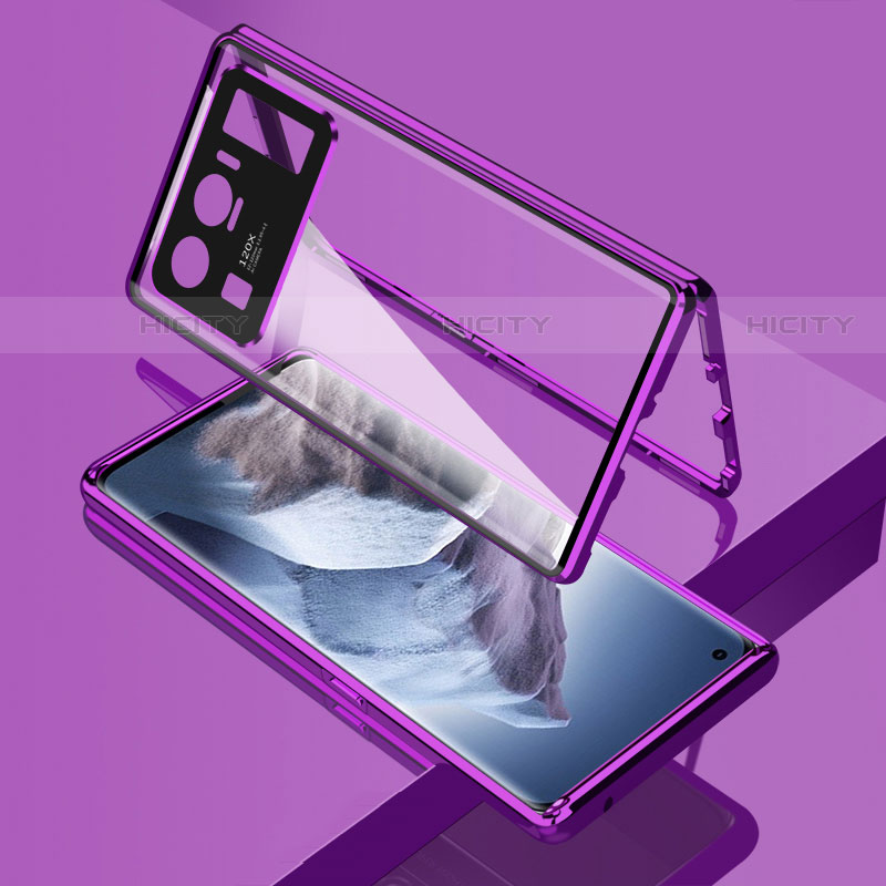 Custodia Lusso Alluminio Laterale Specchio 360 Gradi Cover M01 per Xiaomi Mi 11 Ultra 5G Viola