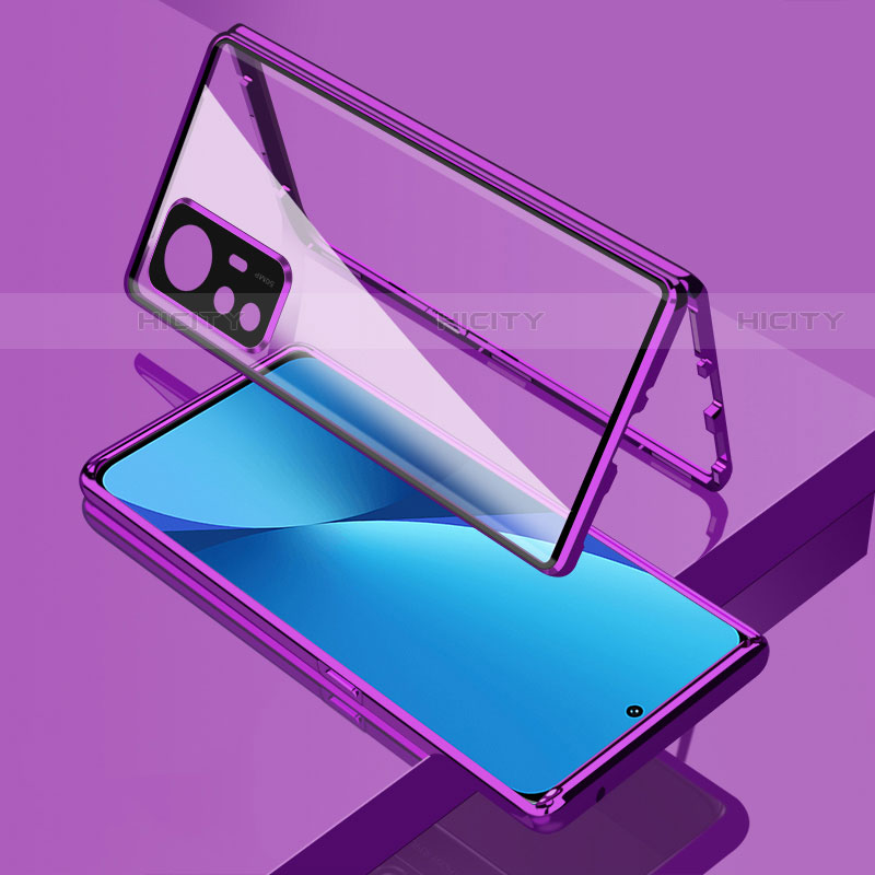 Custodia Lusso Alluminio Laterale Specchio 360 Gradi Cover M01 per Xiaomi Mi 12S 5G Viola
