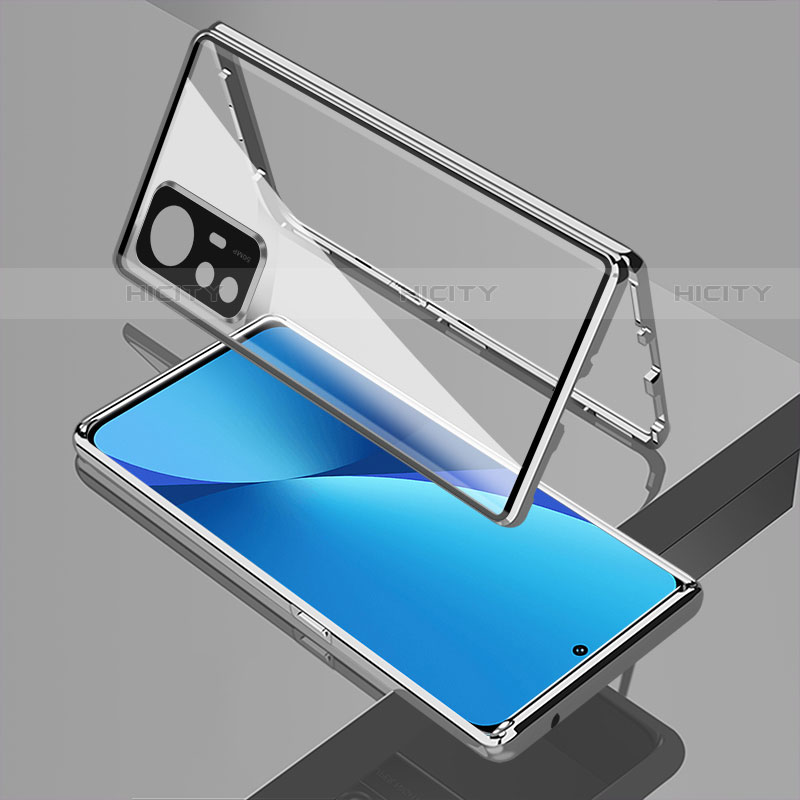 Custodia Lusso Alluminio Laterale Specchio 360 Gradi Cover M01 per Xiaomi Mi 12S Pro 5G Argento
