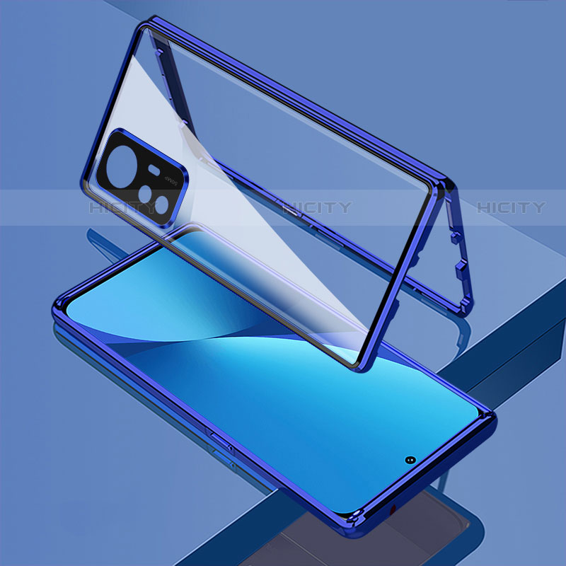 Custodia Lusso Alluminio Laterale Specchio 360 Gradi Cover M01 per Xiaomi Mi 12S Pro 5G Blu
