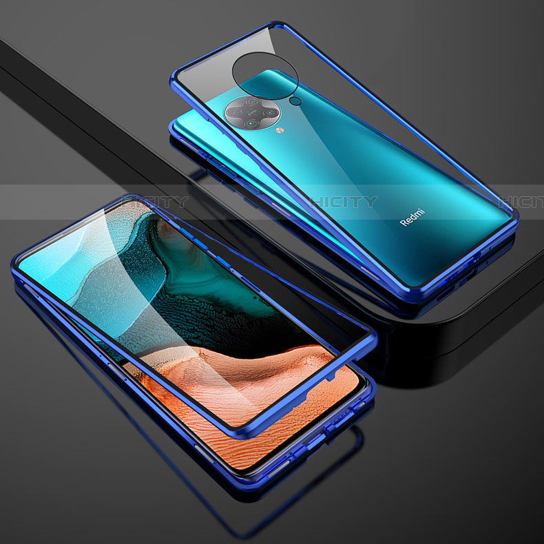 Custodia Lusso Alluminio Laterale Specchio 360 Gradi Cover M01 per Xiaomi Redmi K30 Pro 5G Blu