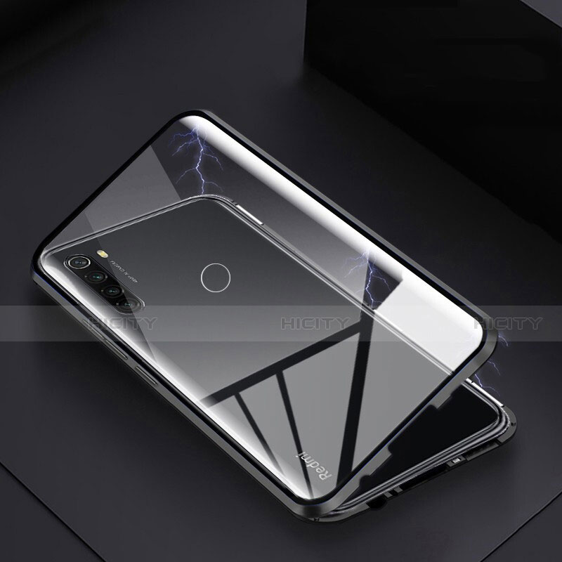 Custodia Lusso Alluminio Laterale Specchio 360 Gradi Cover M01 per Xiaomi Redmi Note 8 Nero