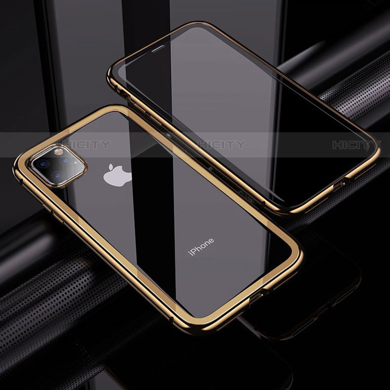 Custodia Lusso Alluminio Laterale Specchio 360 Gradi Cover M02 per Apple iPhone 11 Pro Oro
