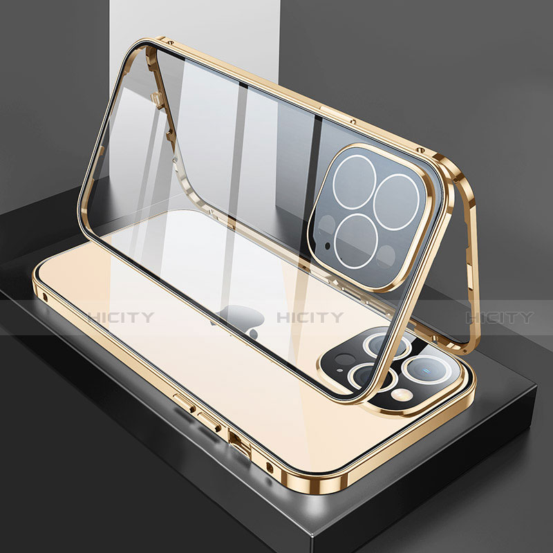 Custodia Lusso Alluminio Laterale Specchio 360 Gradi Cover M02 per Apple iPhone 13 Pro