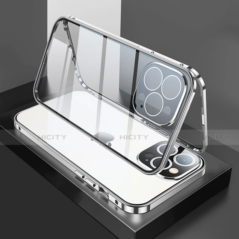 Custodia Lusso Alluminio Laterale Specchio 360 Gradi Cover M02 per Apple iPhone 13 Pro